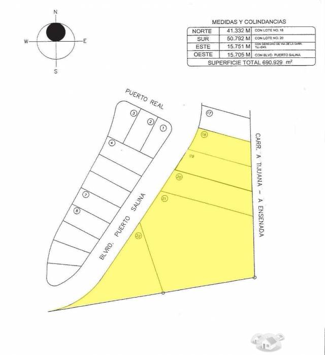 Venta de Terreno comercial, Puerto Salina, Ensenada, 6,842m2