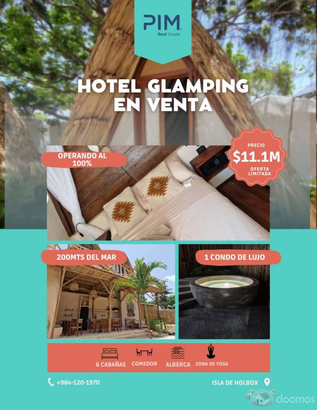 Hotel Glamping en venta en Holbox!!!