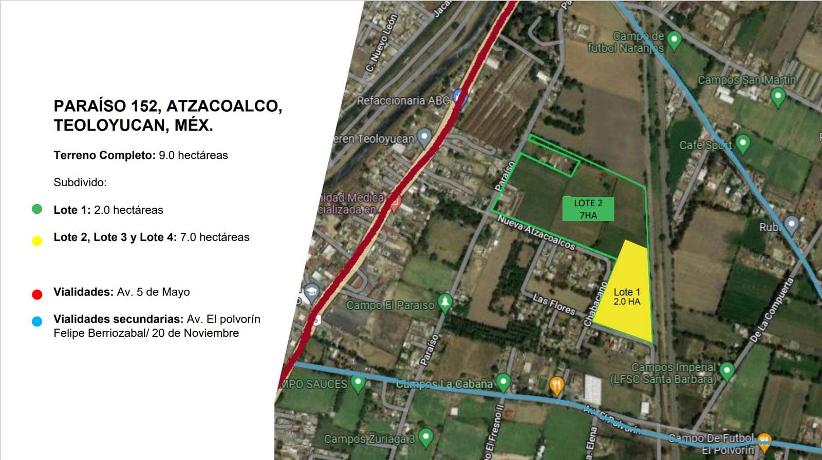 Terreno industrial en venta en Atzacoalco, Teoloyucan