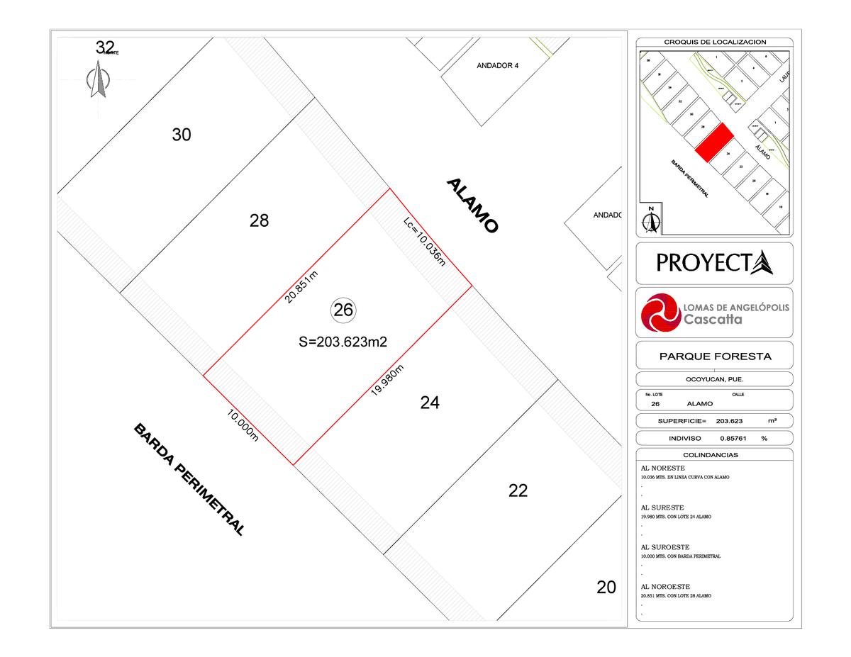 Lote en Parque Foresta Lomas de Angelópolis lll