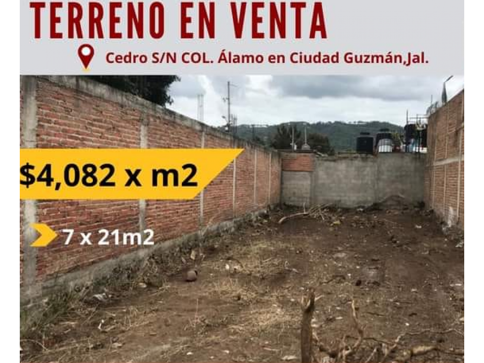 VENTA DE TERRENOS MX$4,082.00 X M2 EN CD GUZMÁN,JAL COLONIA ALAMO