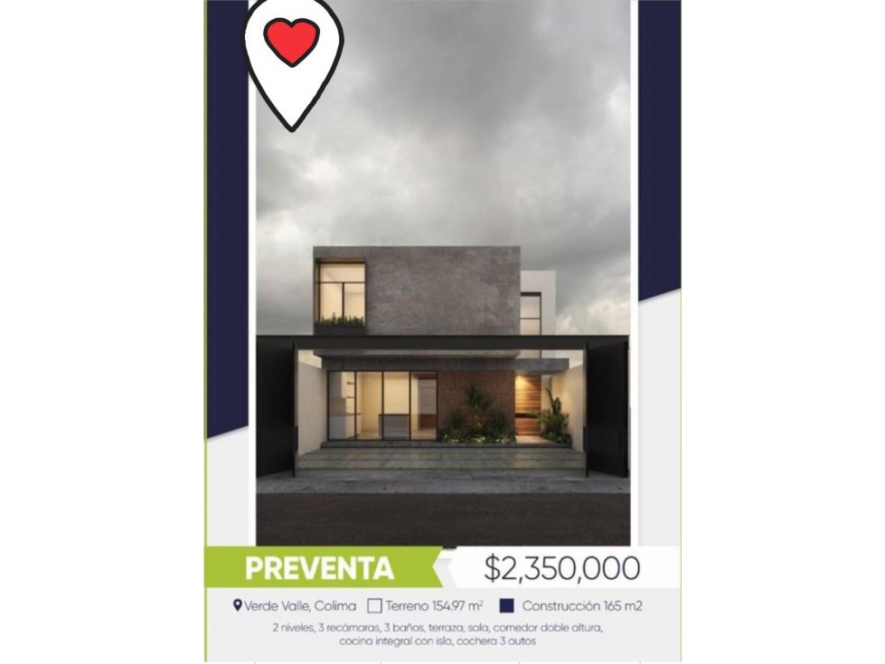 HERMOSA CASA EN PREVENTA EN RESIDENCIAL VALLE VERDE COLIMA