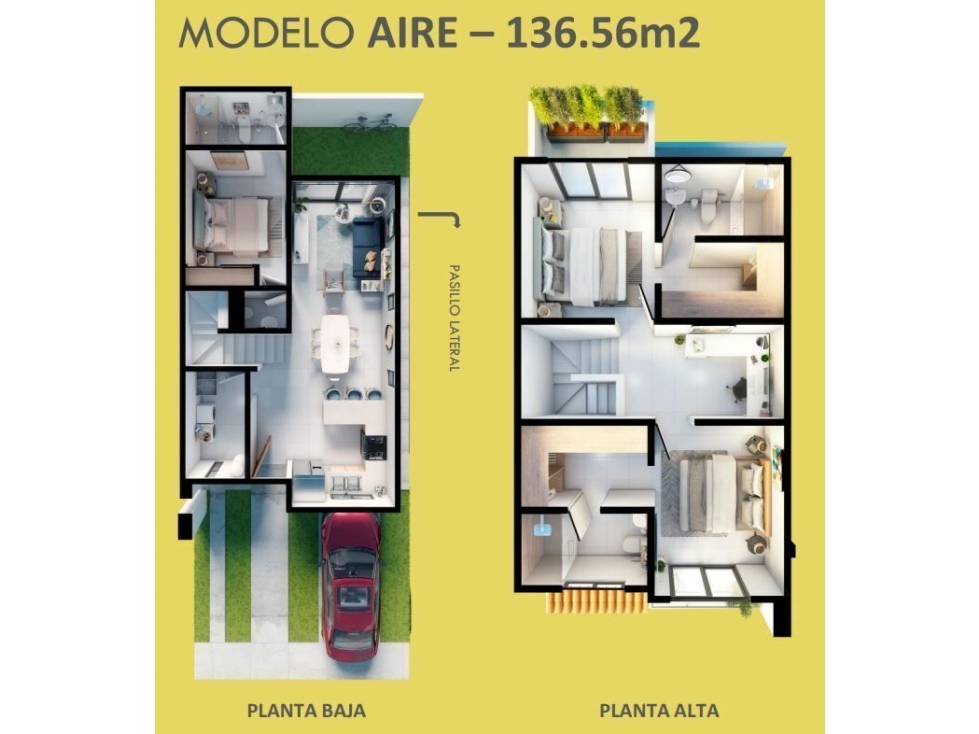 CASA DE 2 NIVELES Y 2 HABITACIONES CON TERRAZA CIBELES MODELO AIRE