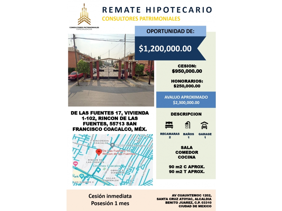 BONITA CASA DE RECUPERACION BANCARIA ADJUDICADA EN COACALCO, EDOMEX